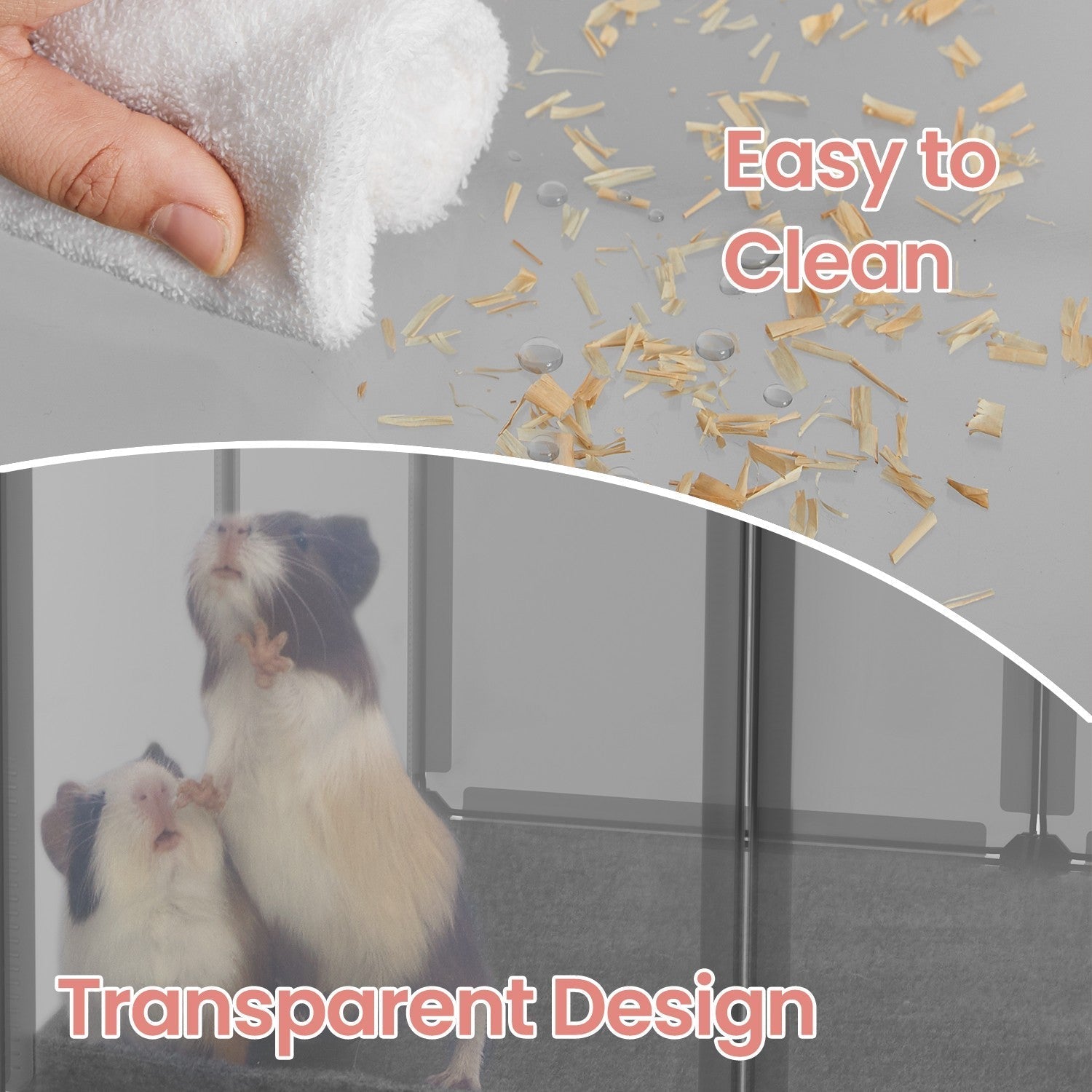 Pet Playpen - Plastic - Clear - Modular Indoor Animal Enclosure with Floor