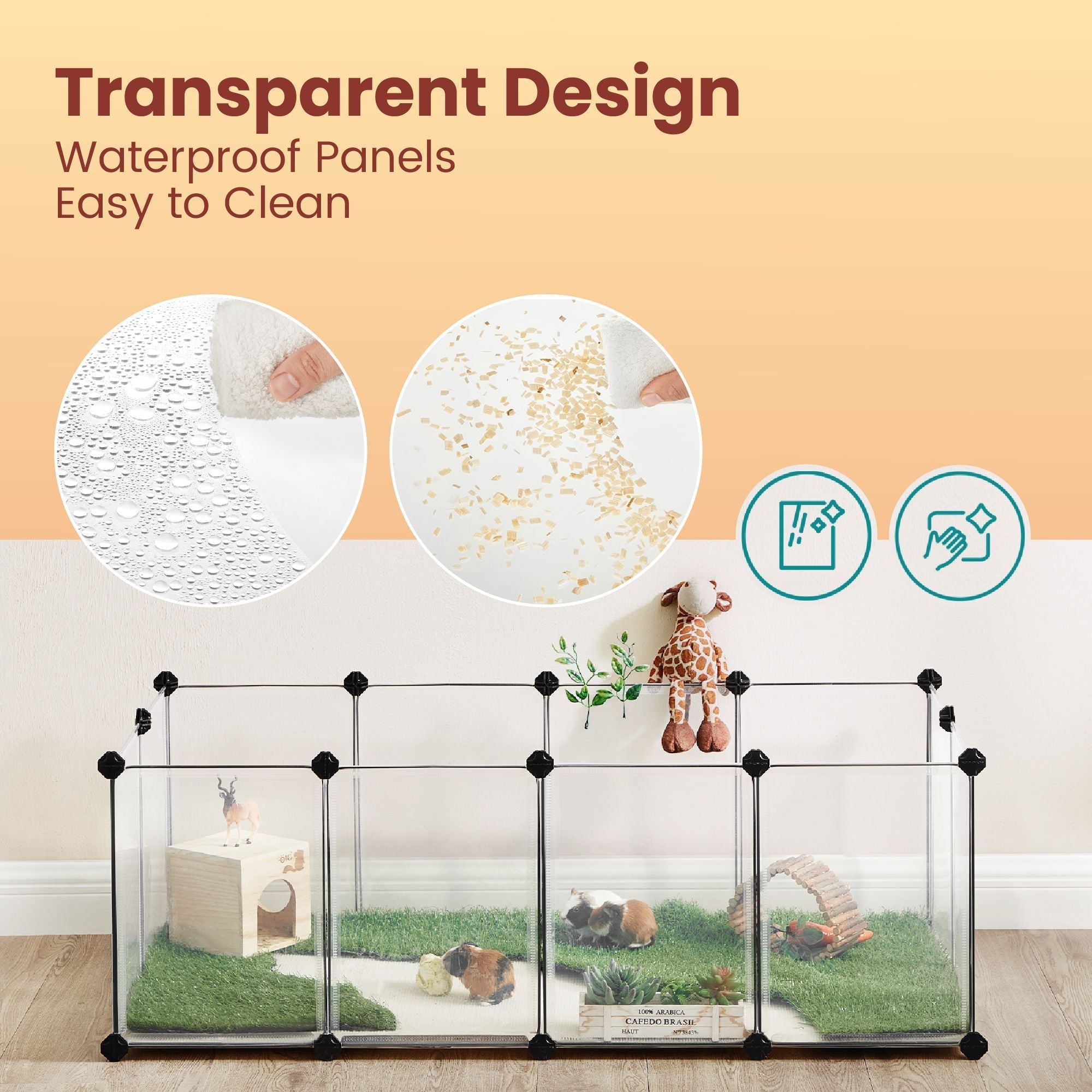 Modular Pet Playpen - Plastic - White - Indoor with Floor