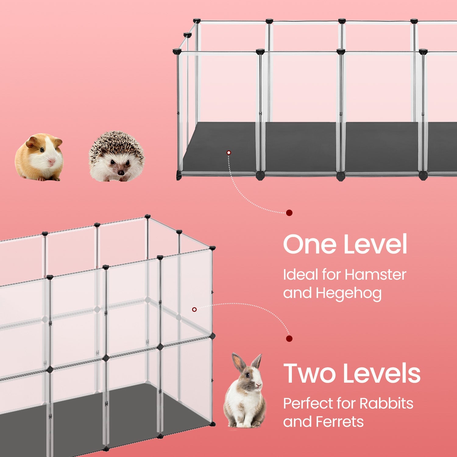 Small Animal Cage - 143L - PP Plastic Panel - Removable Mat