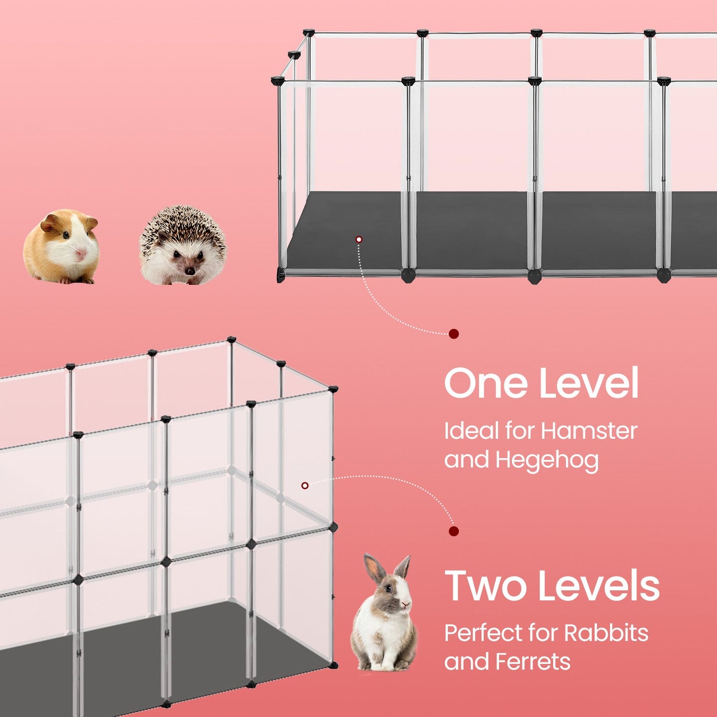 Small Animal Cage - 143L - PP Plastic Panel - Removable Mat