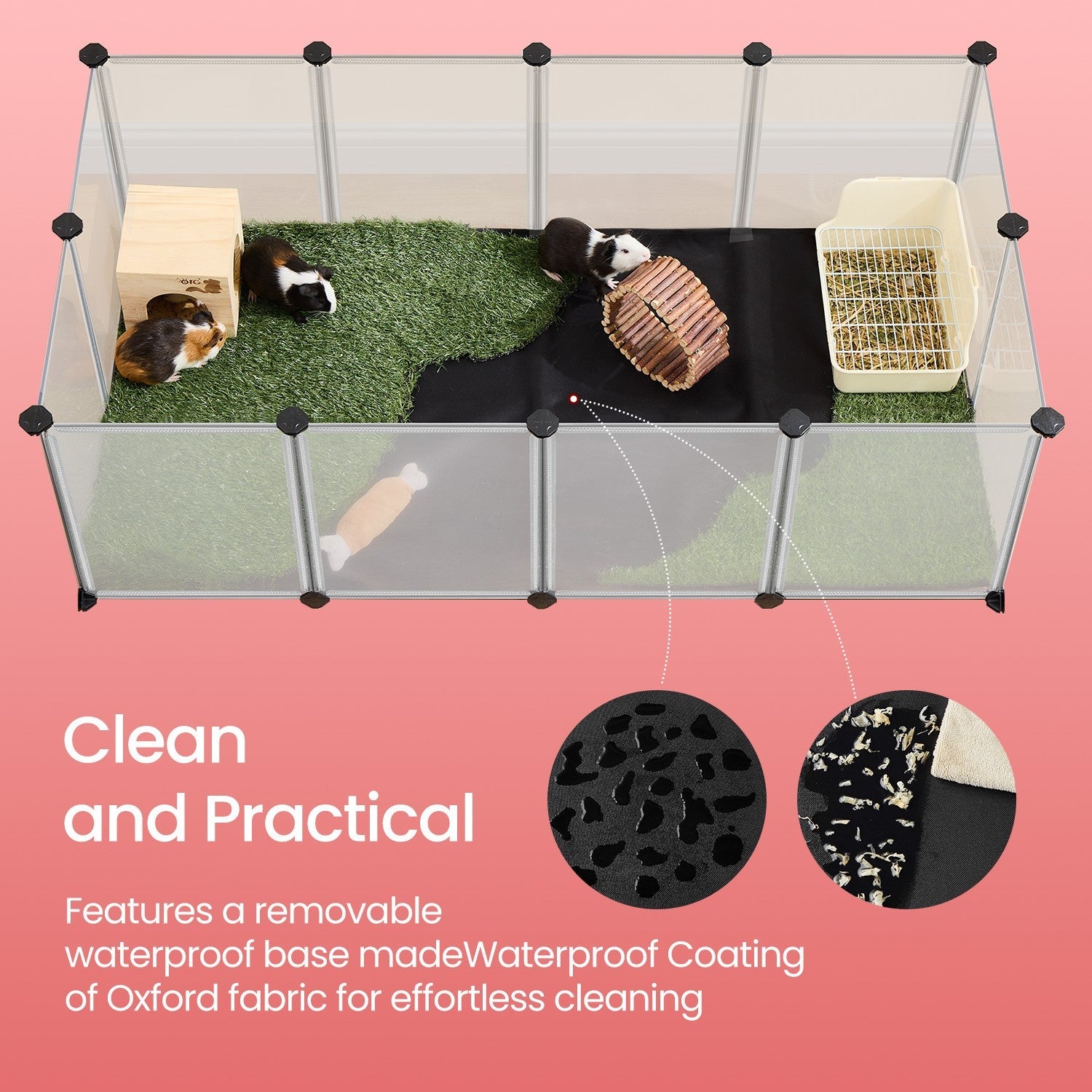 Small Animal Cage - 143L - PP Plastic Panel - Removable Mat