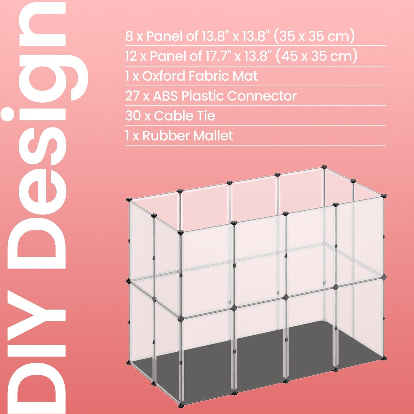 Small Animal Cage - 143L - PP Plastic Panel - Removable Mat
