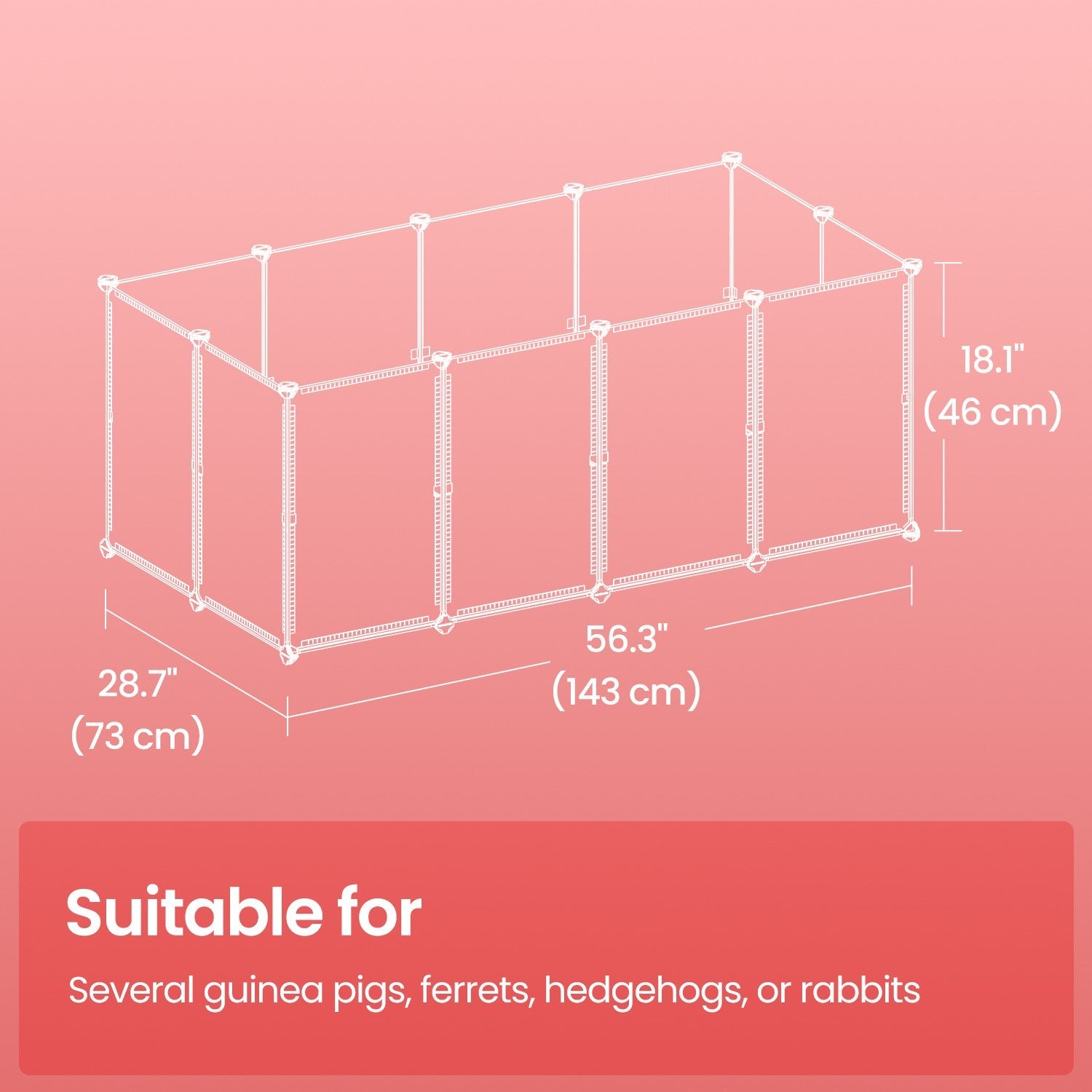 Small Animal Cage - 143L - PP Plastic Panel - Removable Mat