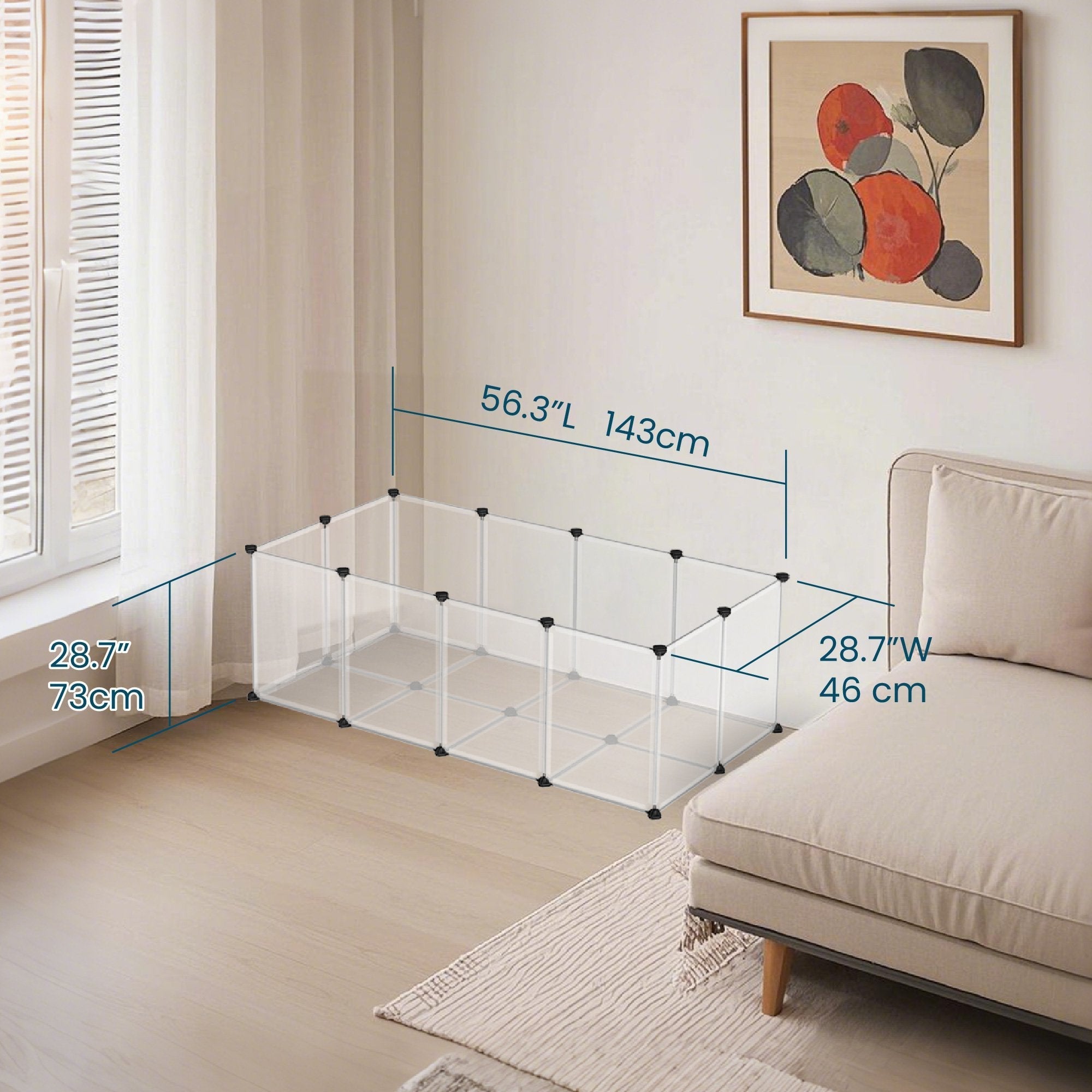 Small Animal Playpen - Plastic - White - Indoor with Floor