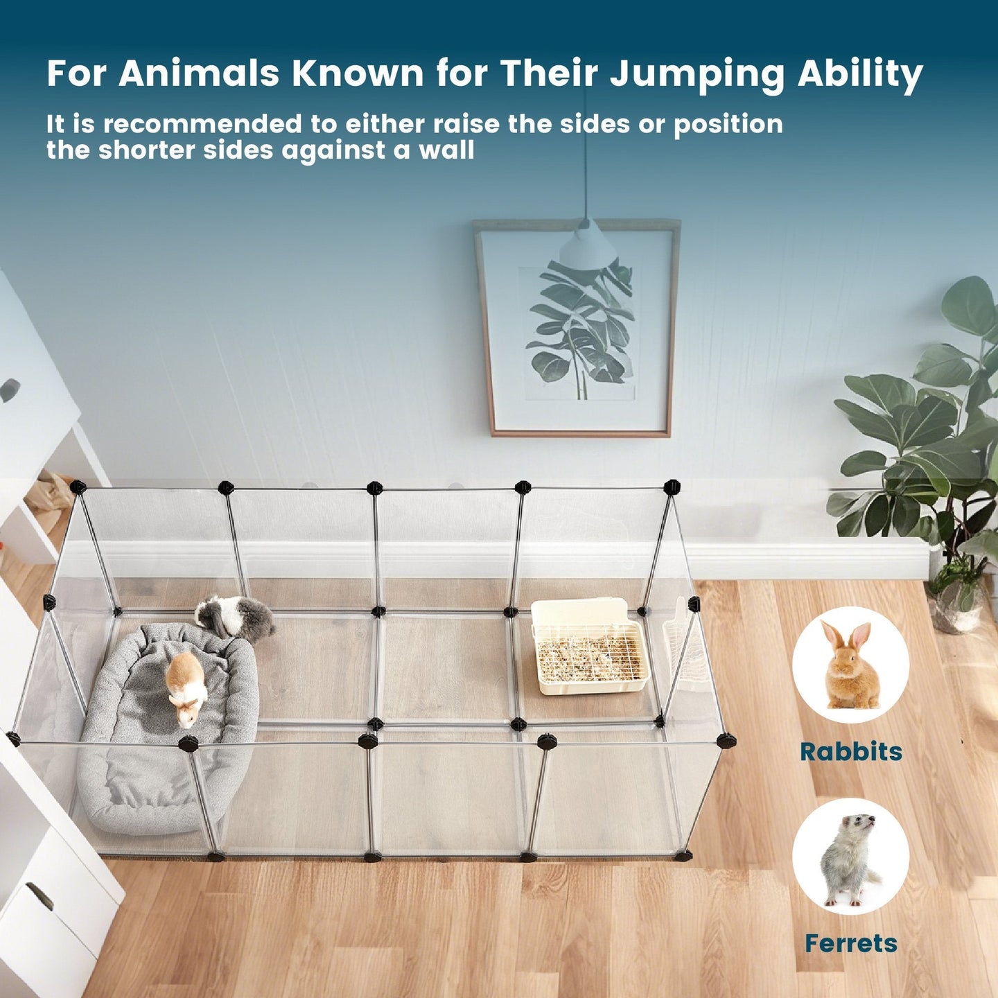 Small Animal Playpen - Plastic - White - Indoor with Floor