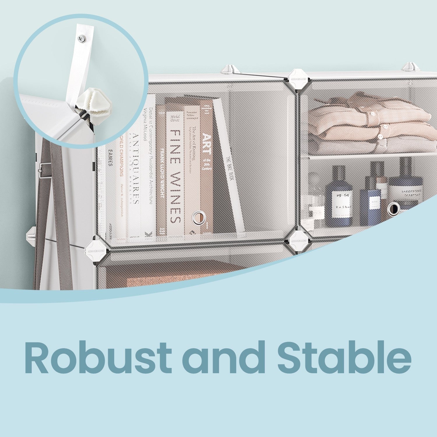 Interlocking Shoe Rack - Plastic - Cloud White - 12-Slot Modular Design with Steel Frame