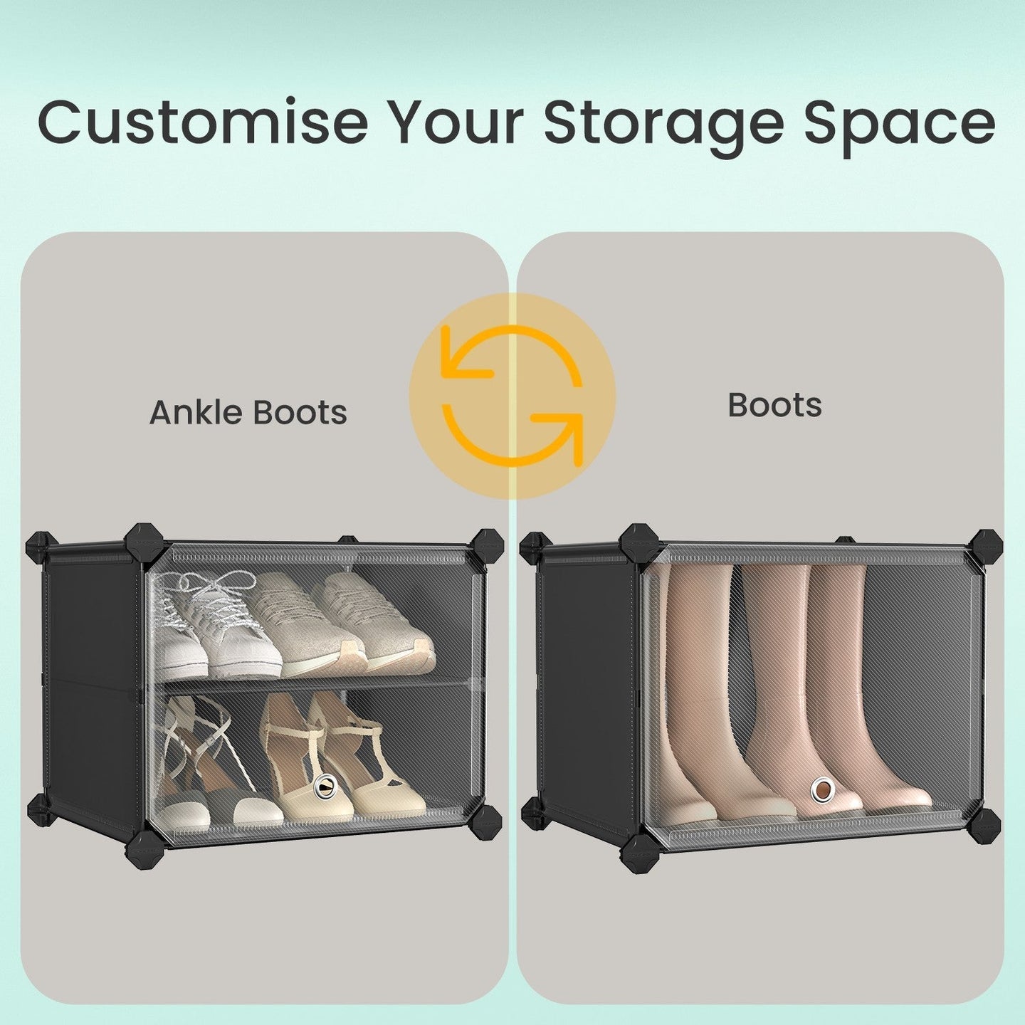 Shoe Rack - Plastic - White - 10-Slot Modular Design with Doors