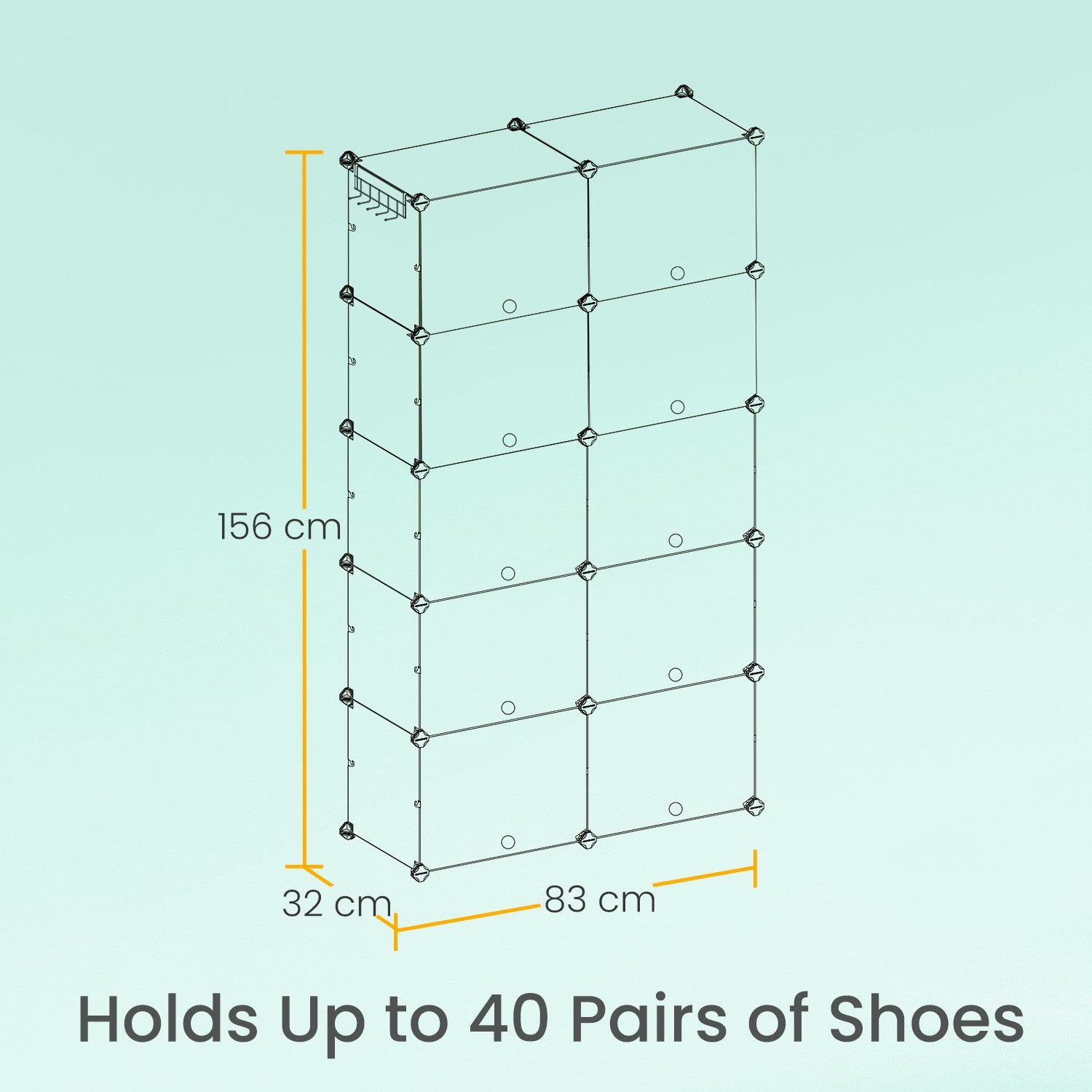 Shoe Rack - Plastic - White - 10-Slot Modular Design with Doors