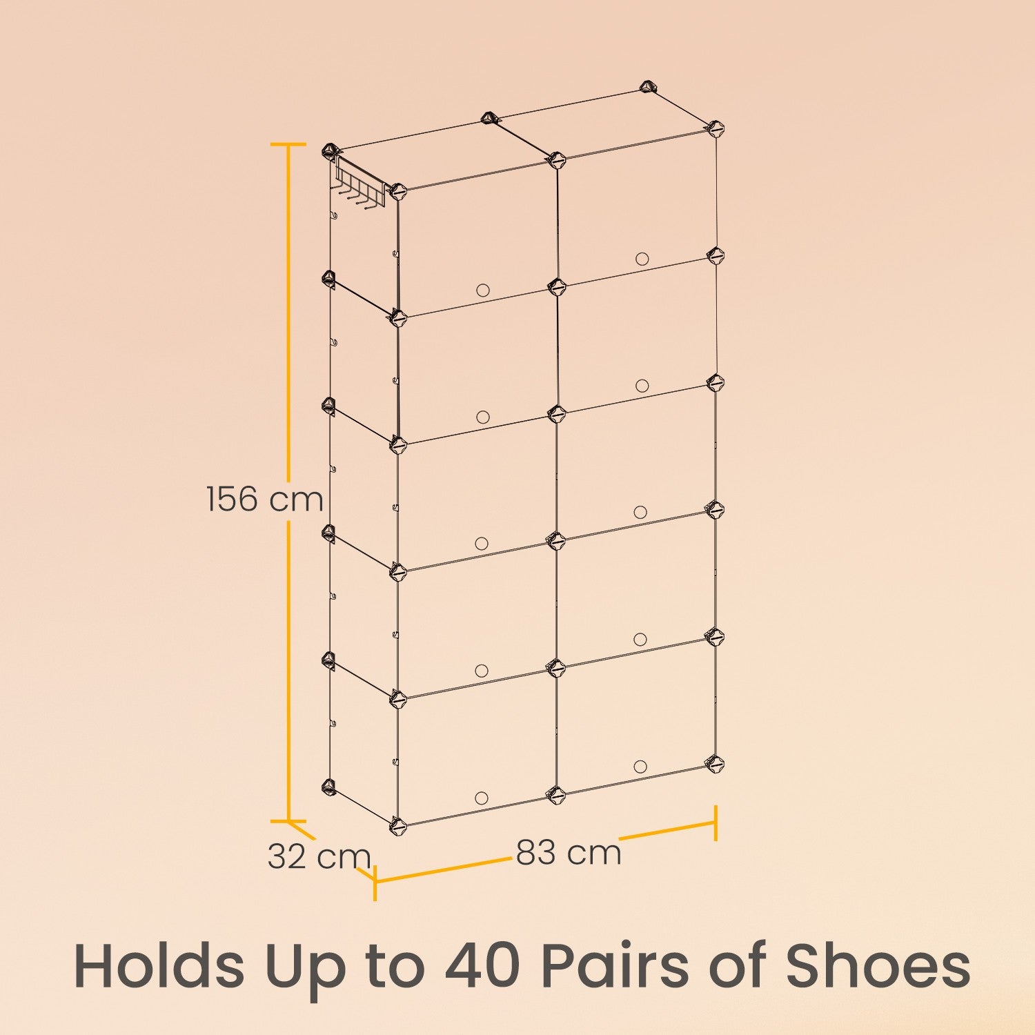 Shoe Rack - Plastic - White - 10-Slot Modular Design with Doors