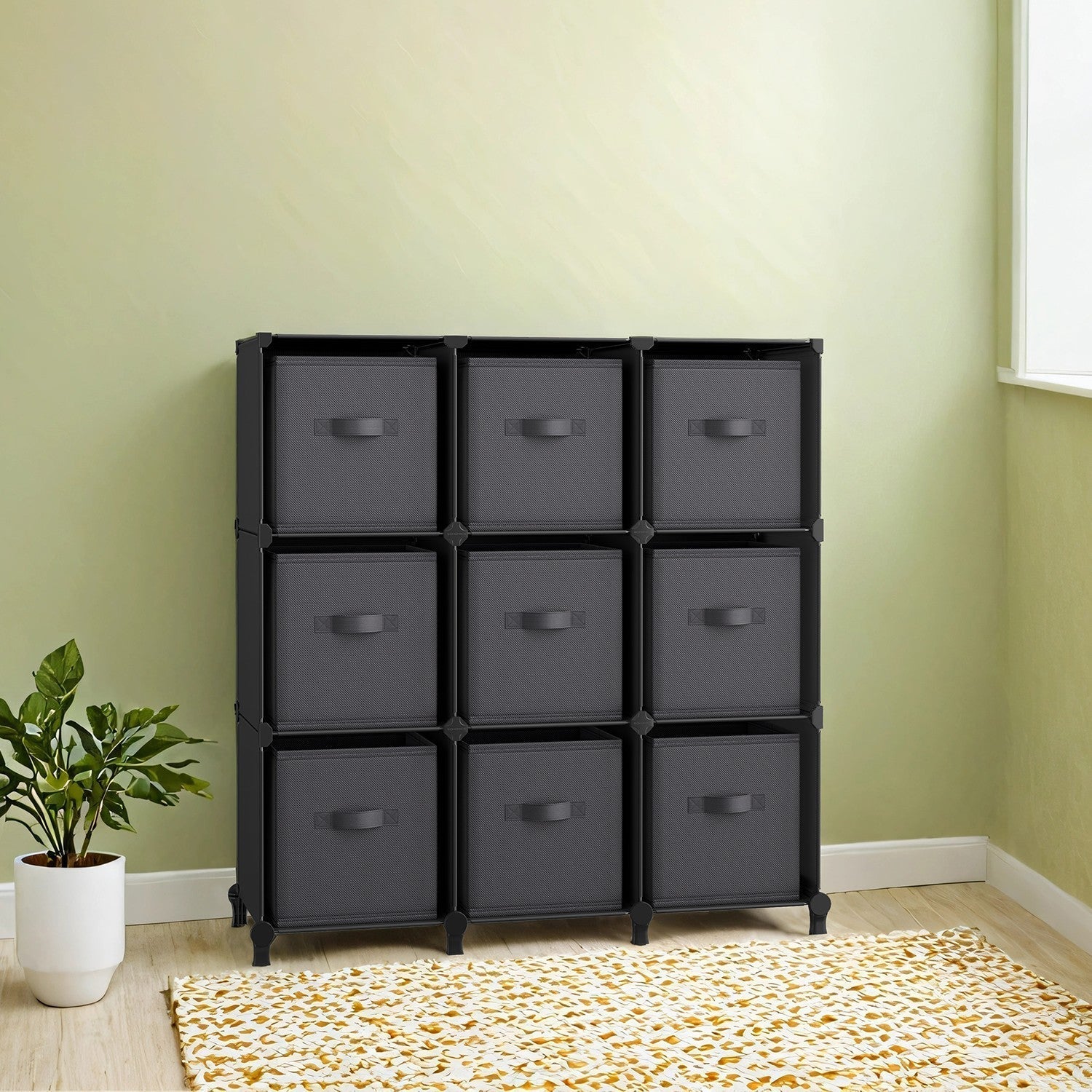16-Cube Storage Organizer - Non-Woven Fabric - Black and Grey