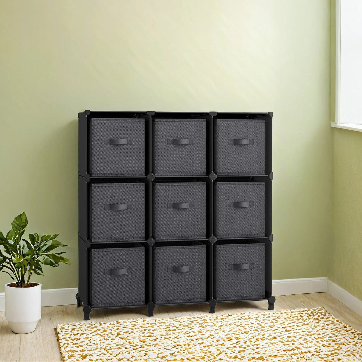 16-Cube Storage Organizer - Non-Woven Fabric - Black and Grey