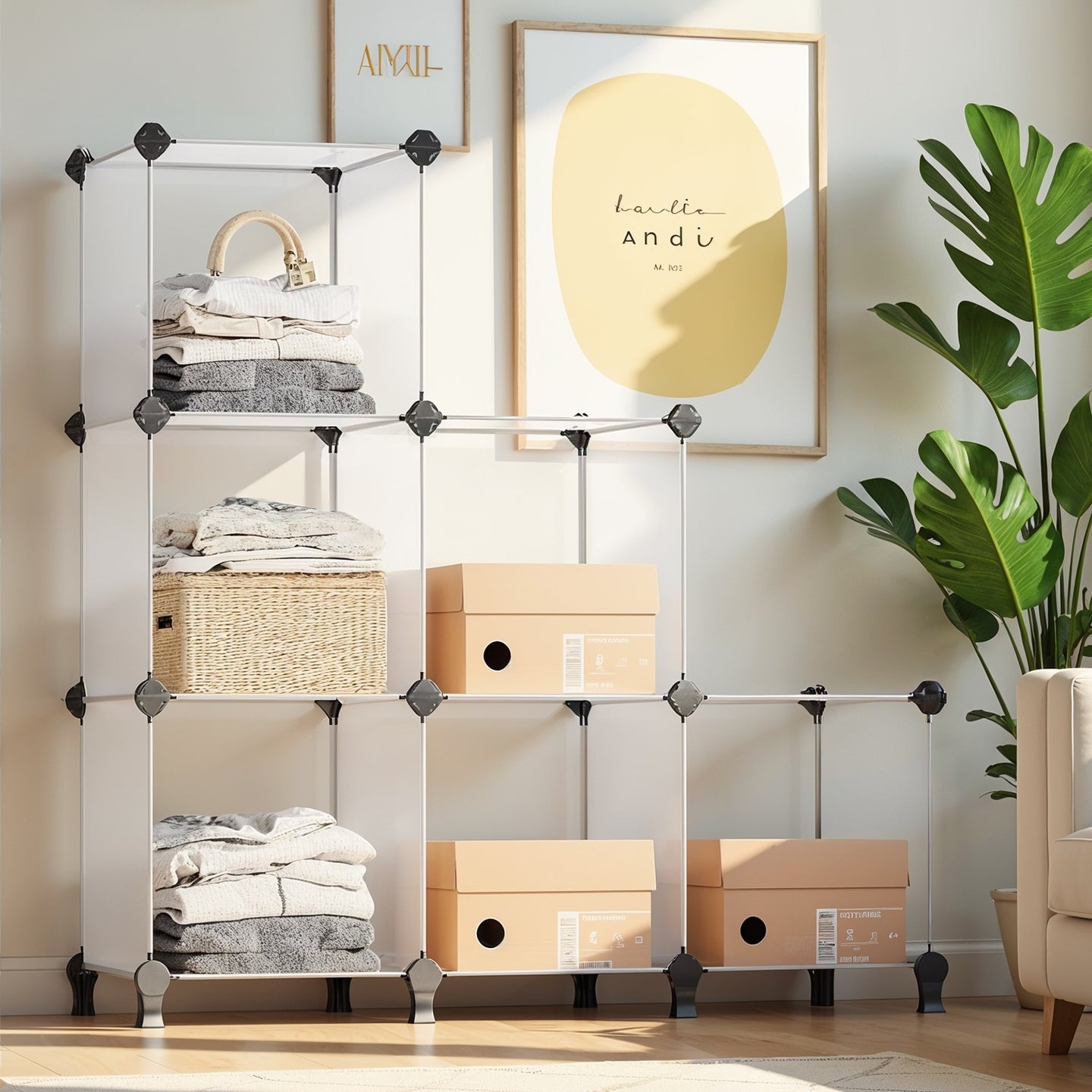 6 Cube Storage Organizer - Plastic + ABS plastic - Transparent