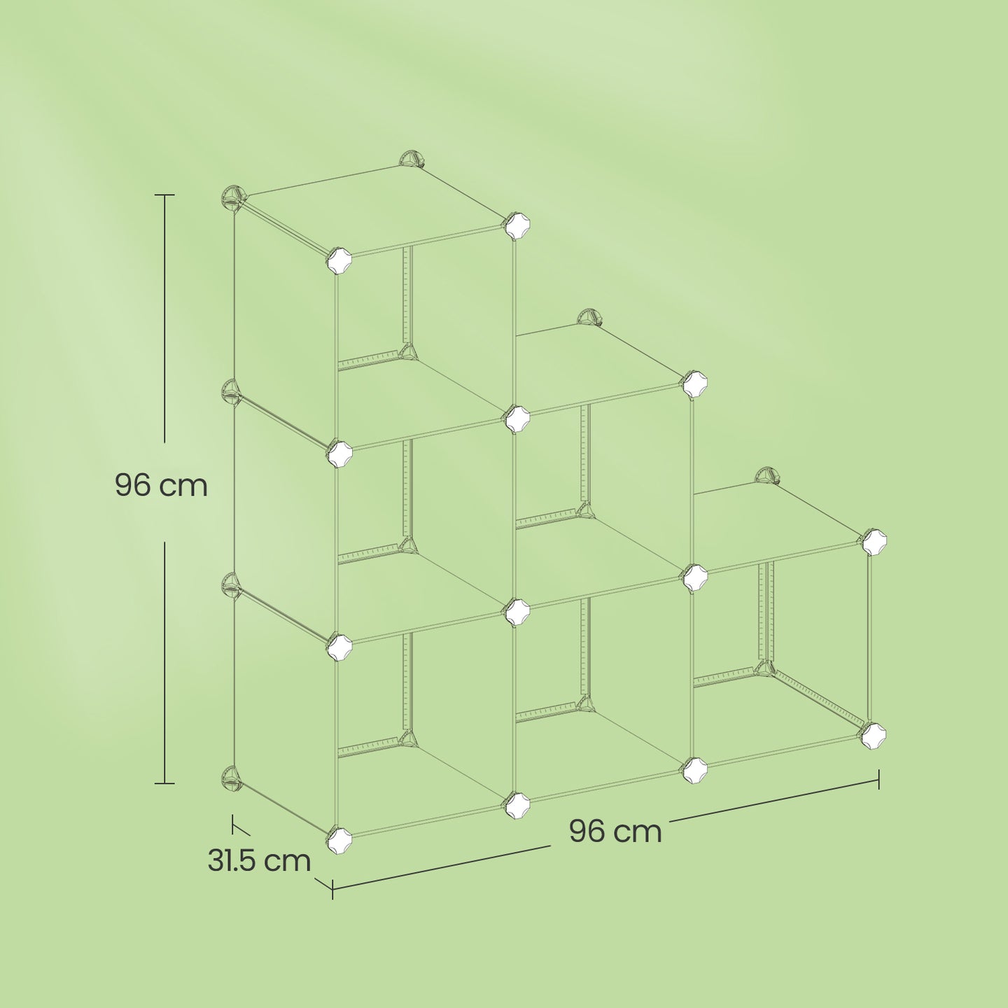 6 Cube Storage Organizer - Plastic + ABS plastic - Transparent