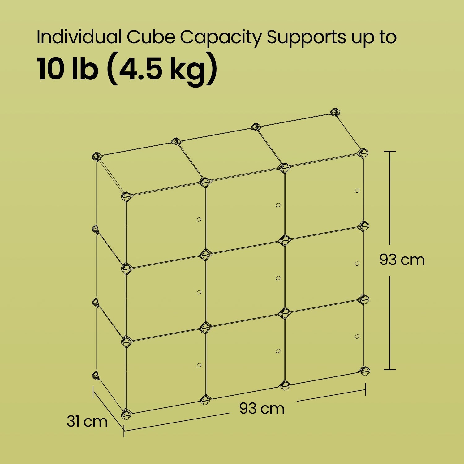 Modular Storage Unit - Quality Plastic - White - Interlocking 12-Cube Design with Doors