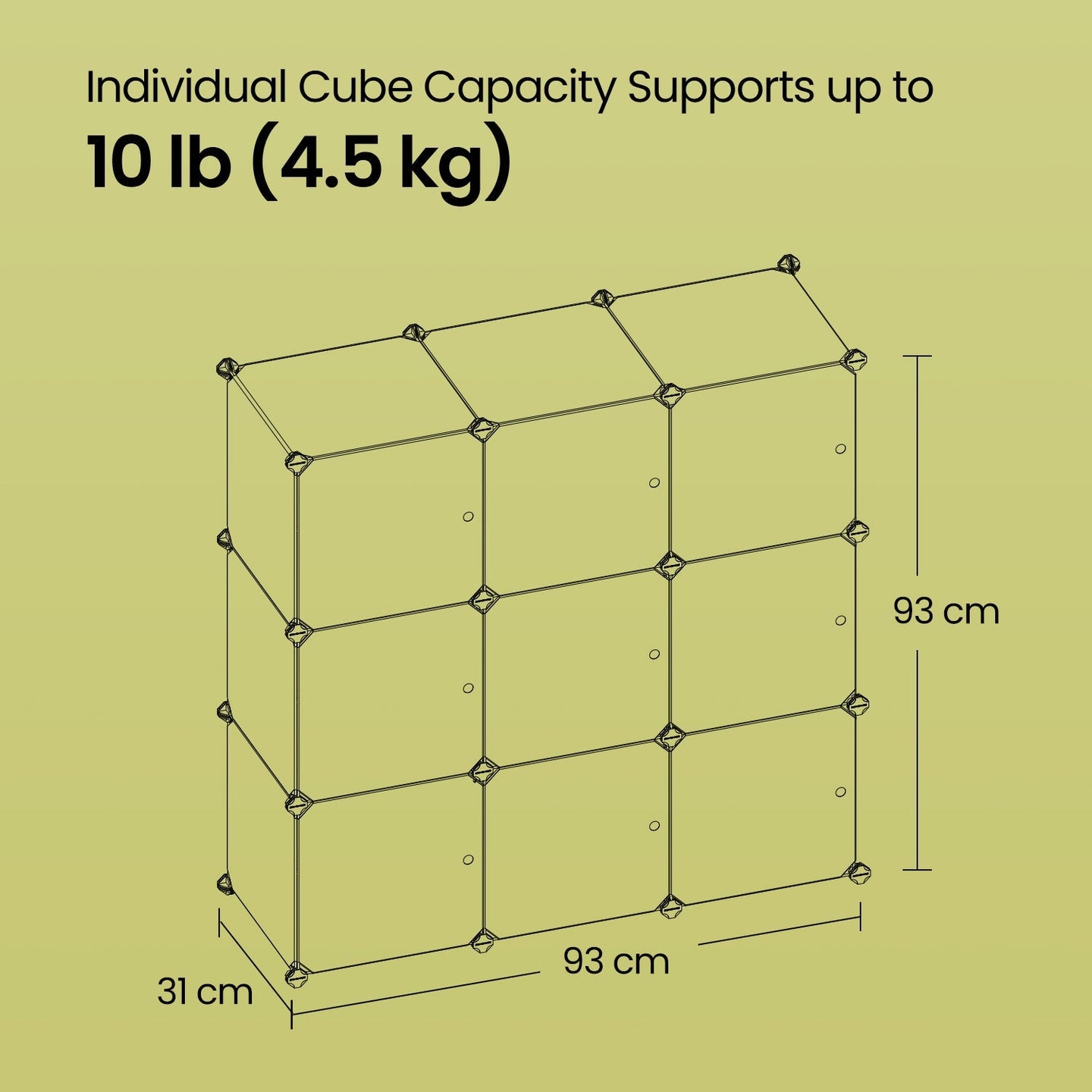 Modular Storage Unit - Quality Plastic - White - Interlocking 12-Cube Design with Doors