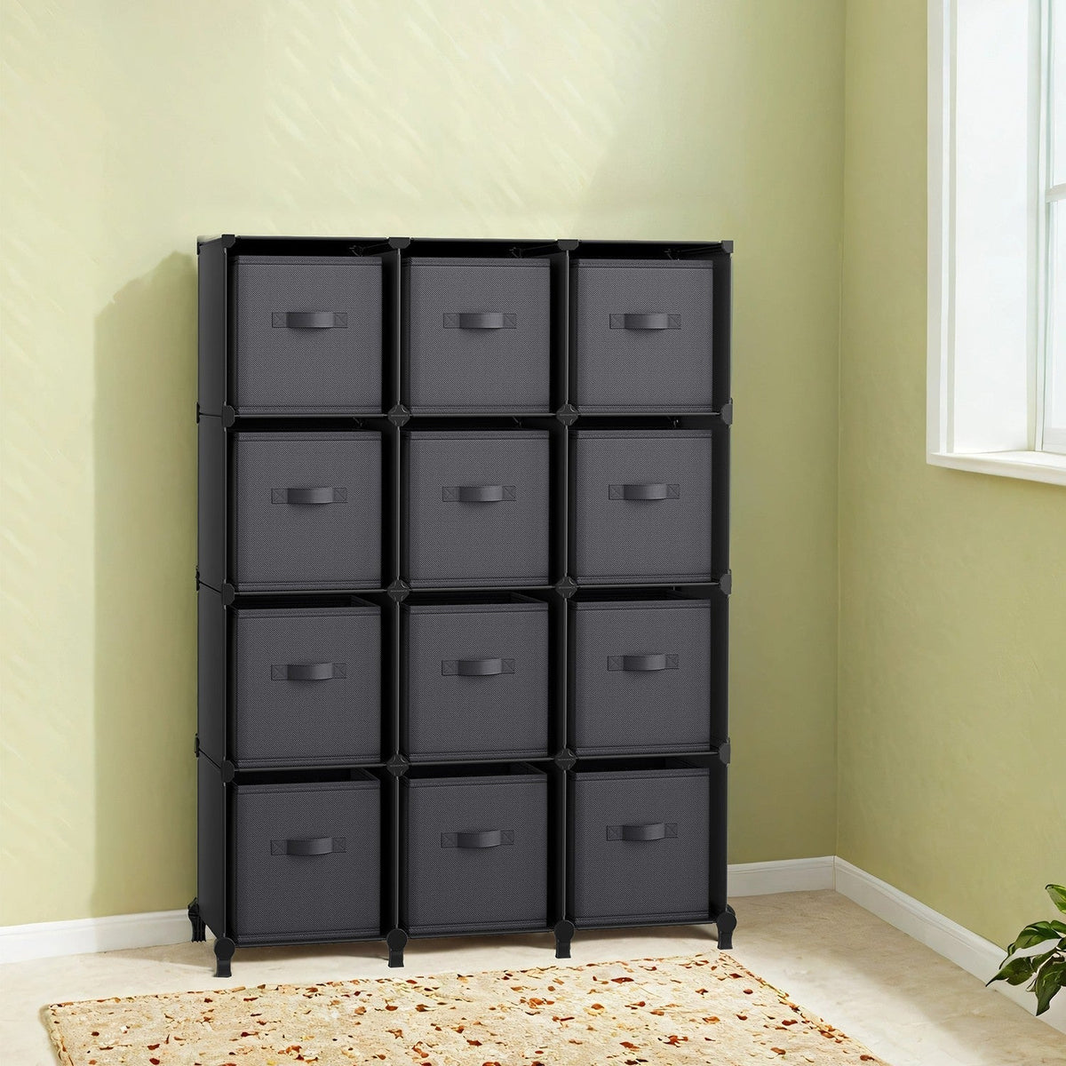 16-Cube Storage Organizer - Non-Woven Fabric - Black and Grey