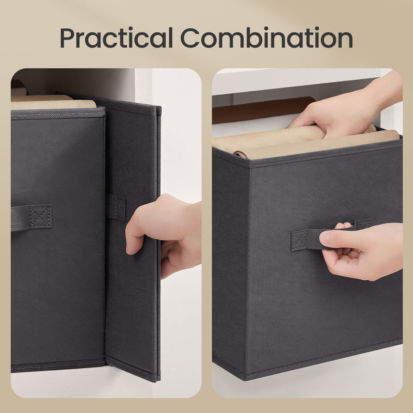 12-Cube Storage Organizer - Non-Woven Fabric - Black and Grey