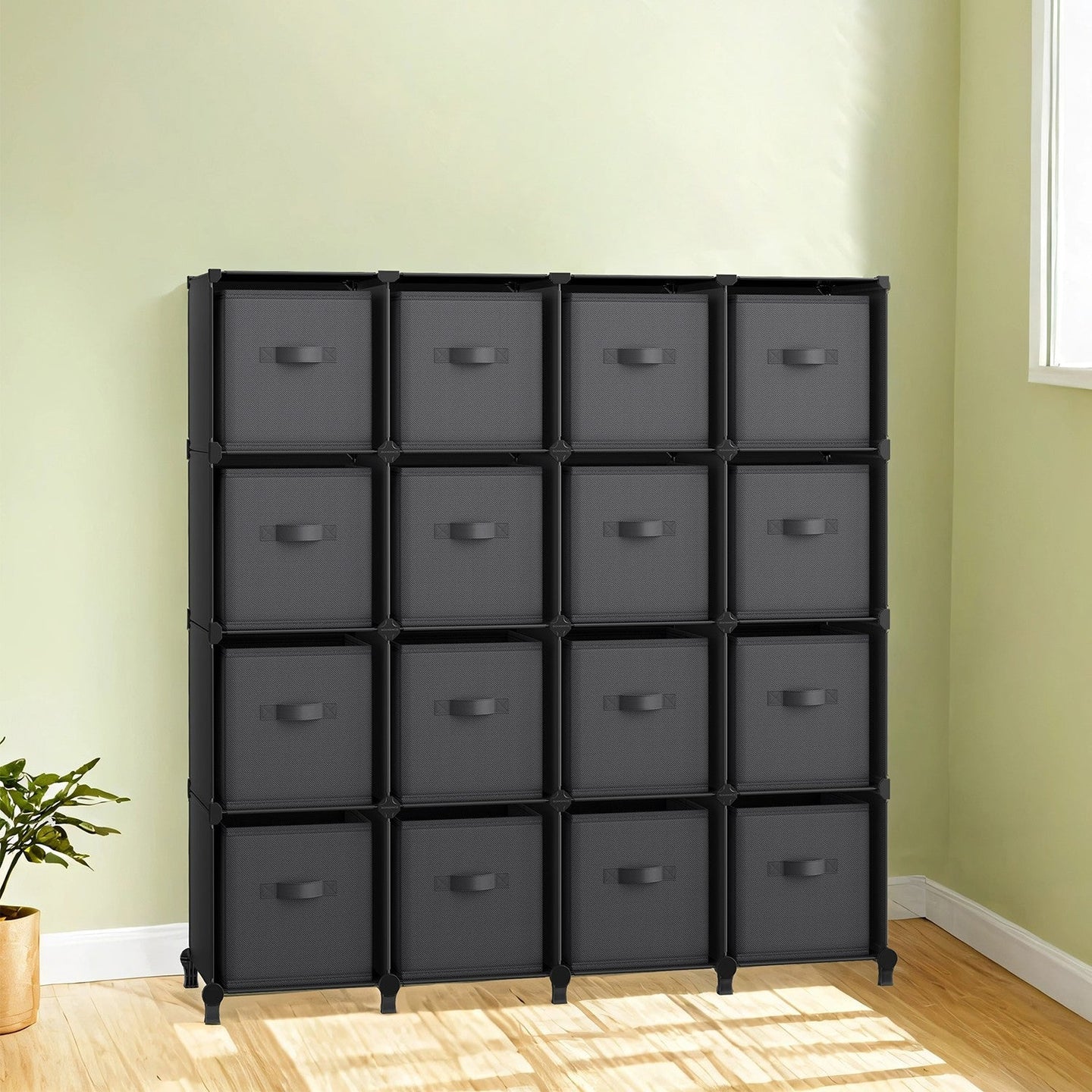 16-Cube Storage Organizer - Non-Woven Fabric - Black and Grey