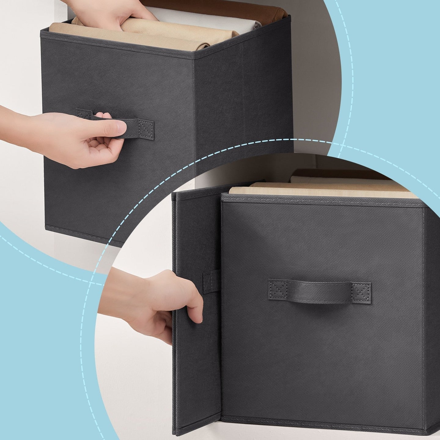 16-Cube Storage Organizer - Non-Woven Fabric - Black and Grey