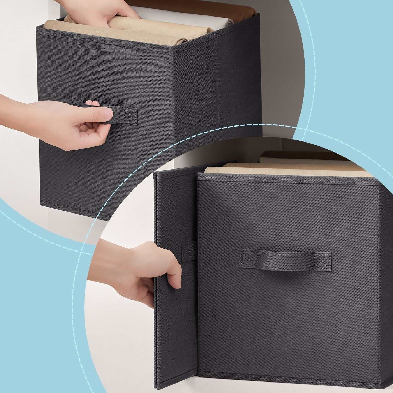 16-Cube Storage Organizer - Non-Woven Fabric - Black and Grey