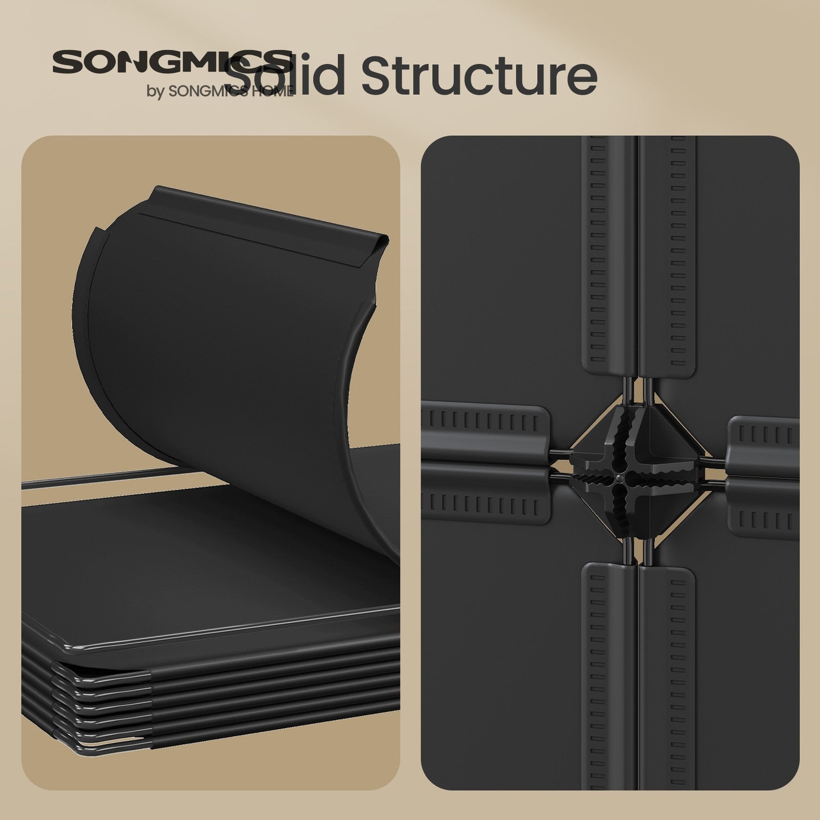 Modular Storage Shelf - Plastic - Black - 6 Cube Organizer with Top Metal Grid