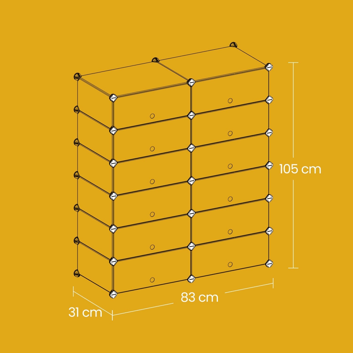 Modular Storage Unit - Metal Wire - Black - 12-Cube Design with Versatile Organization Options