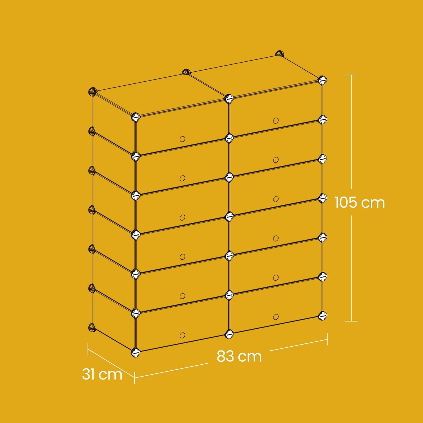 Modular Storage Unit - Metal Wire - Black - 12-Cube Design with Versatile Organization Options