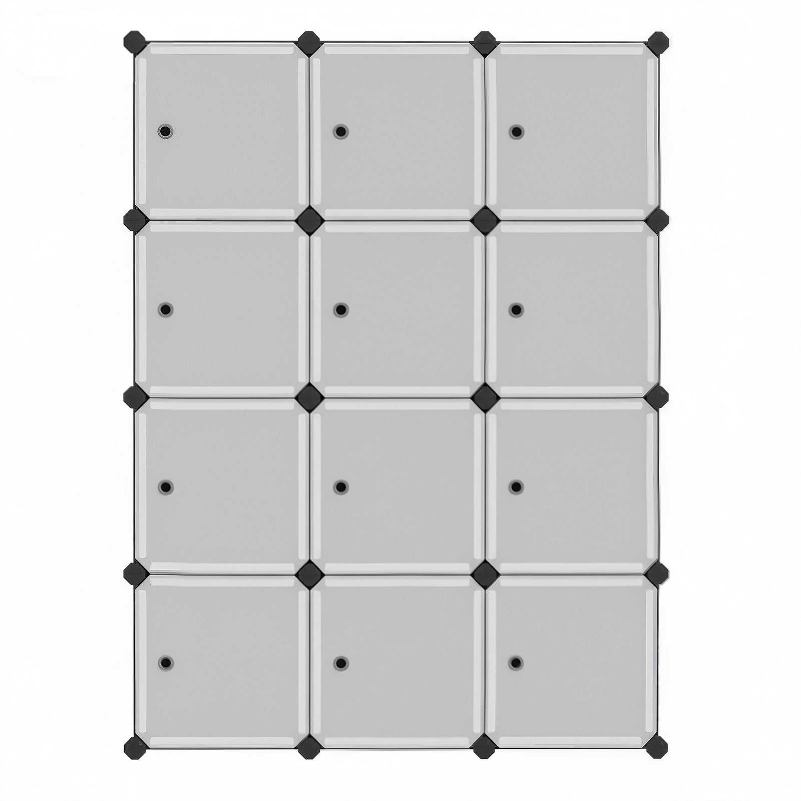 Modular Storage Shelf - Plastic - Black - 12 Cube Design with Doors