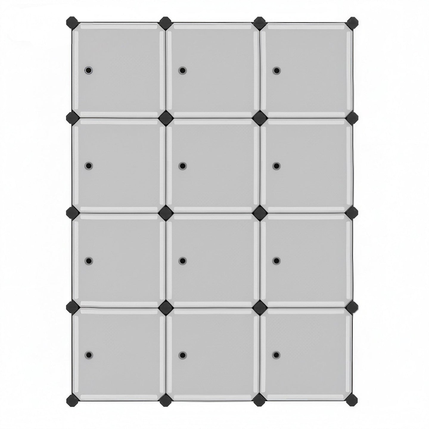 Modular Storage Shelf - Plastic - Black - 12 Cube Design with Doors
