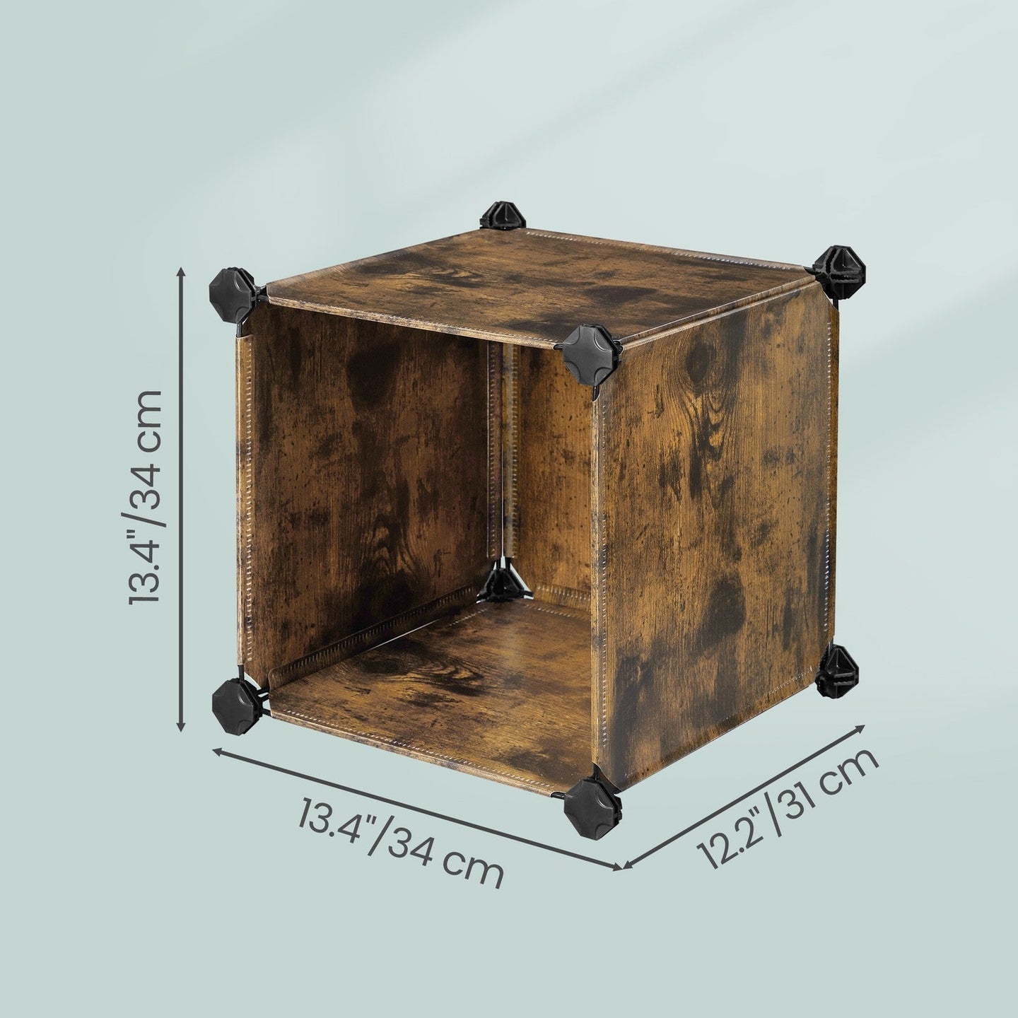 16-Cube Storage Organizer - PP Plastic - Rustic Brown - Stackable and Versatile Shelving System