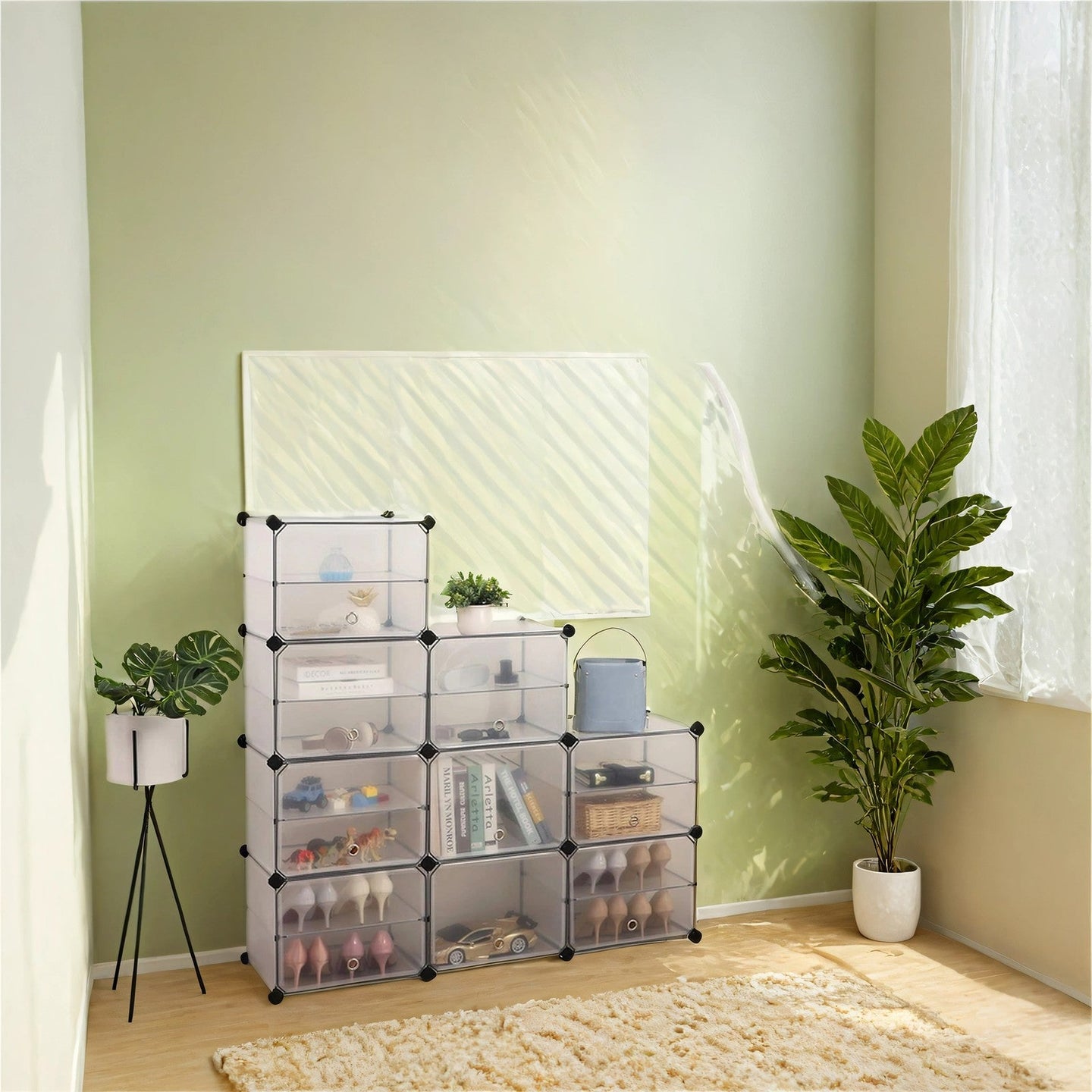 Plastic Cube Storage Organiser with Doors - 93L - PP Plastic - Anti-Tip Straps