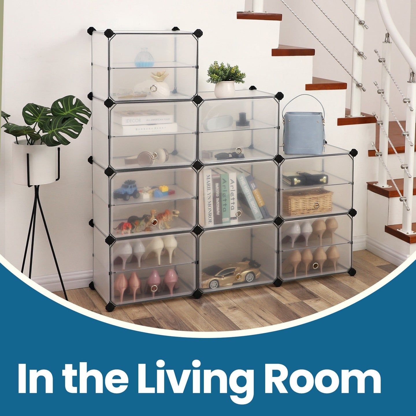 Plastic Cube Storage Organiser with Doors - 93L - PP Plastic - Anti-Tip Straps