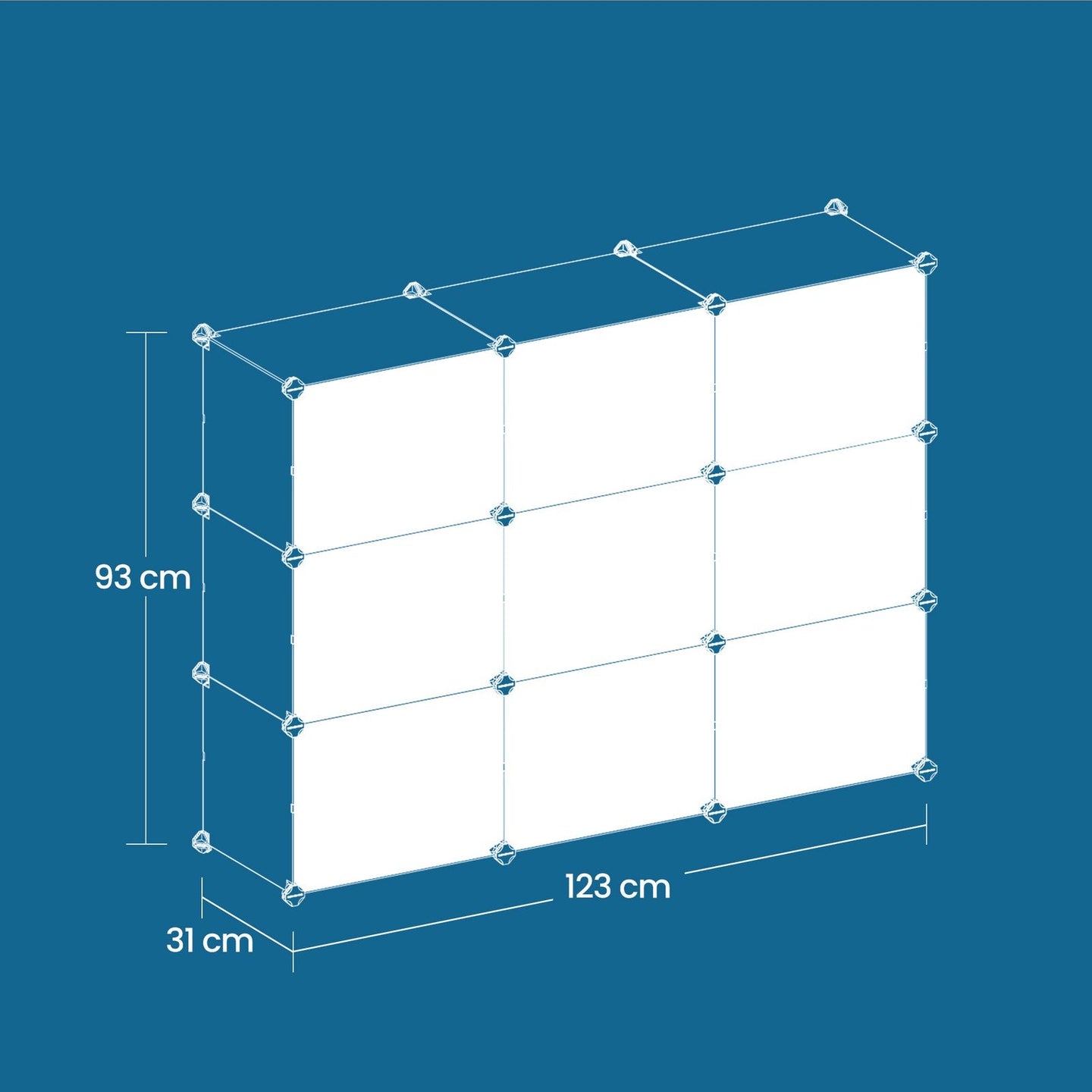 Plastic Cube Storage Organiser with Doors - 93L - PP Plastic - Anti-Tip Straps