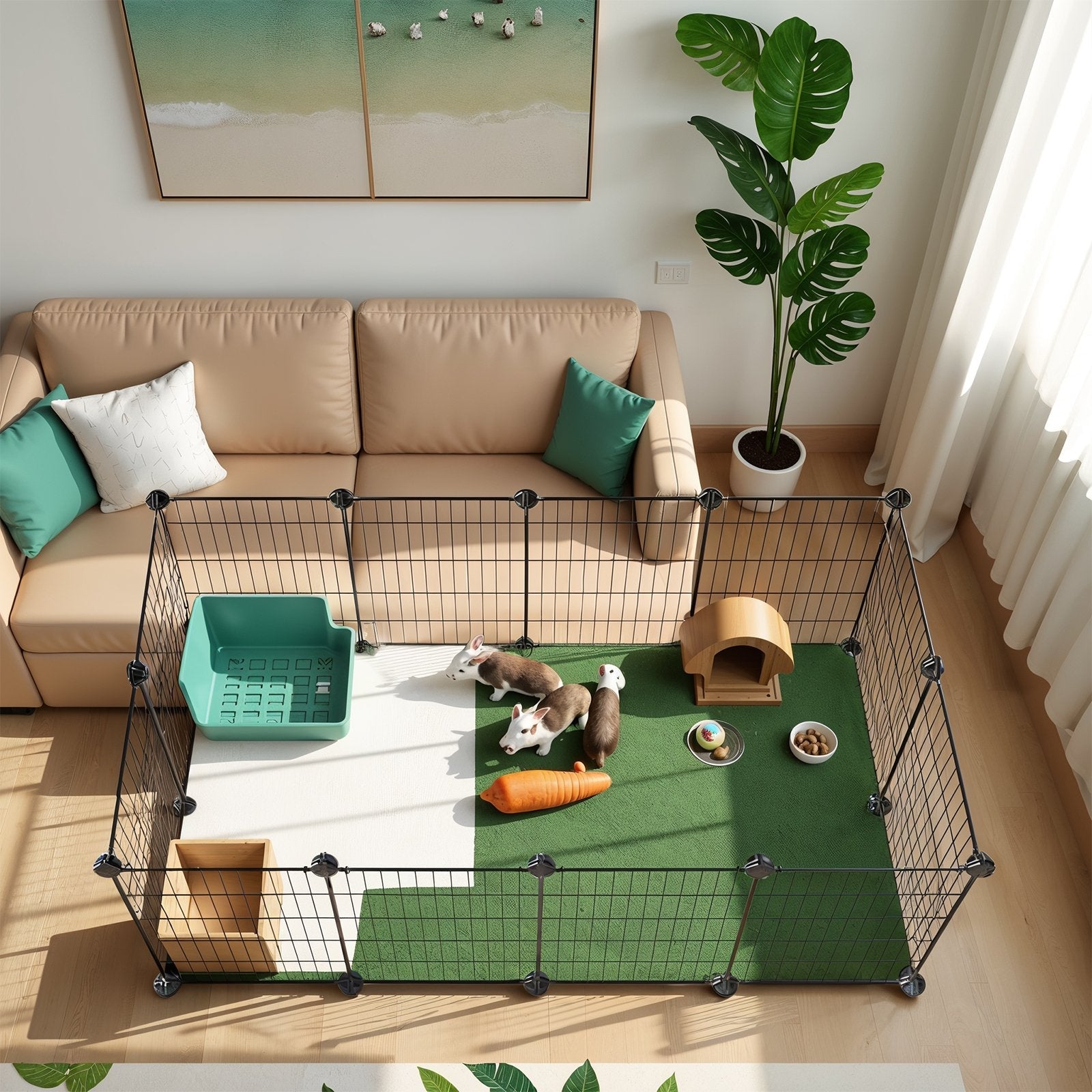 Guinea Pig Cage - 143L - Metal Mesh Panels - Modular Design
