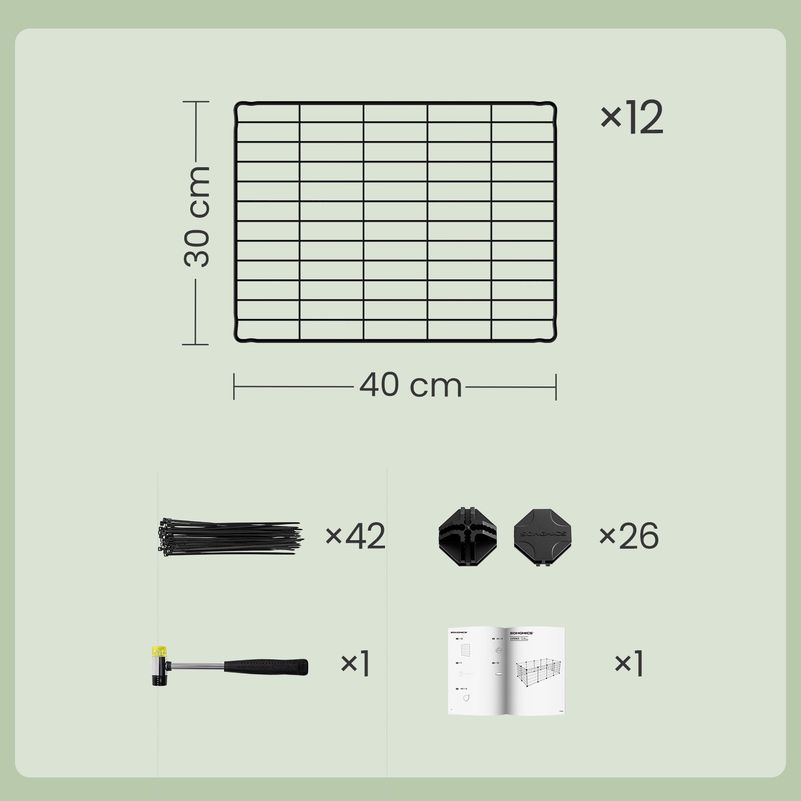 Guinea Pig Cage - 143L - Metal Mesh Panels - Modular Design