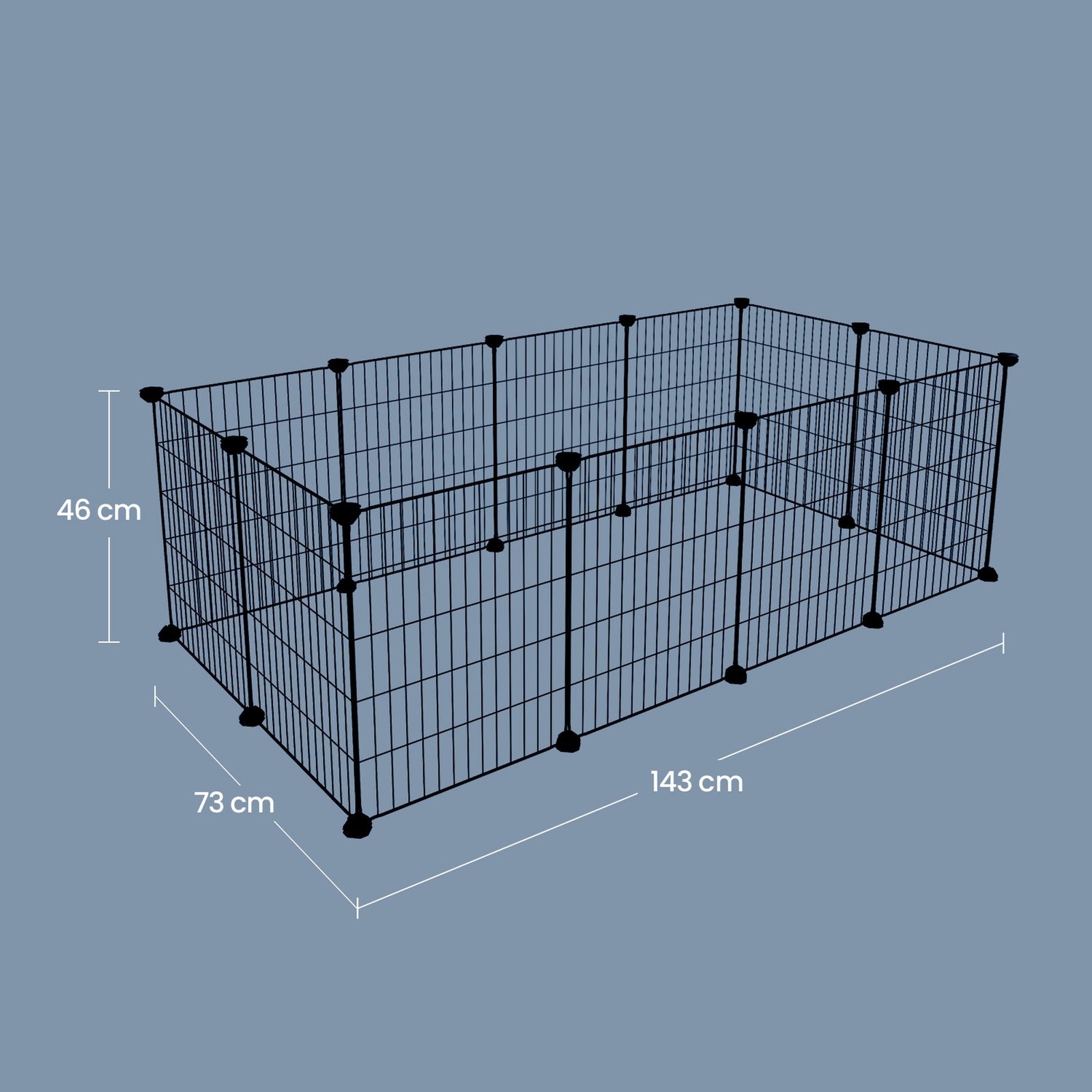 Guinea Pig Cage - Metal - Black - Expandable 12-Panel Indoor Playpen with Accessories