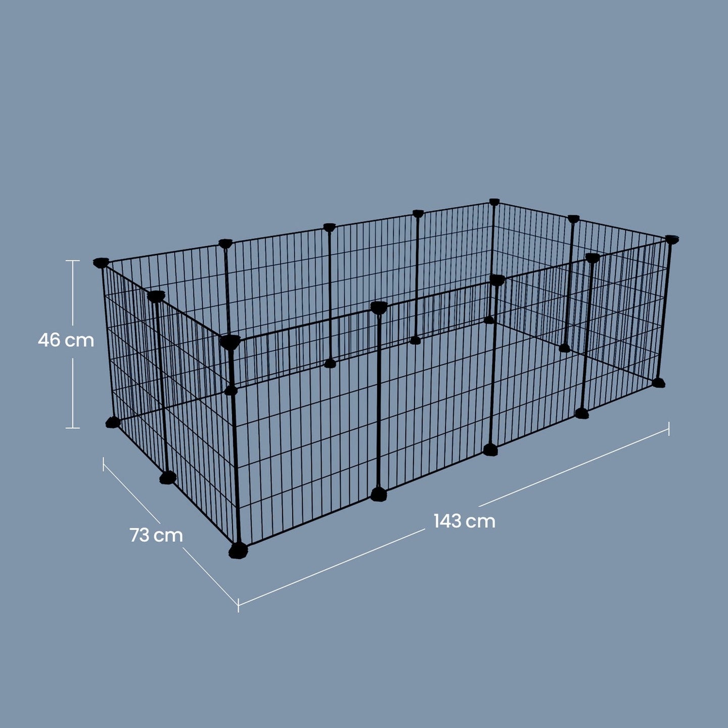 Guinea Pig Cage - Metal - Black - Expandable 12-Panel Indoor Playpen with Accessories