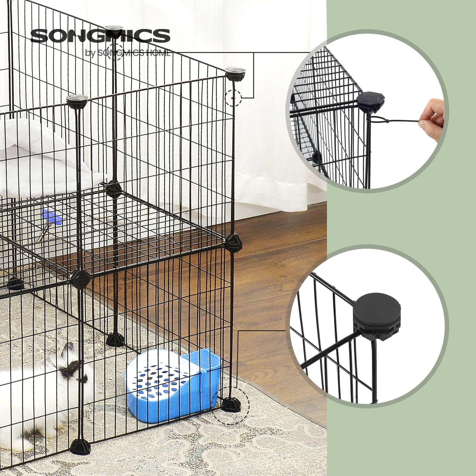 Small Animal Playpen - Metal - Black - Two Floors Customizable with Zip Ties Included