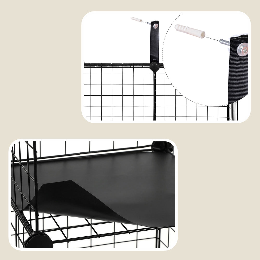 9-Cube Wire Grid Storage Rack - 243L - Metal Mesh - Interlocking Shelves