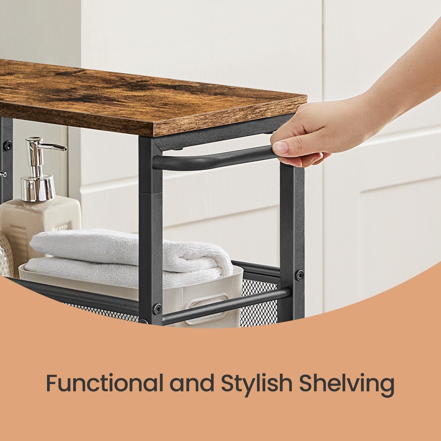 4-Tier Rolling Storage Cart - Steel - Black