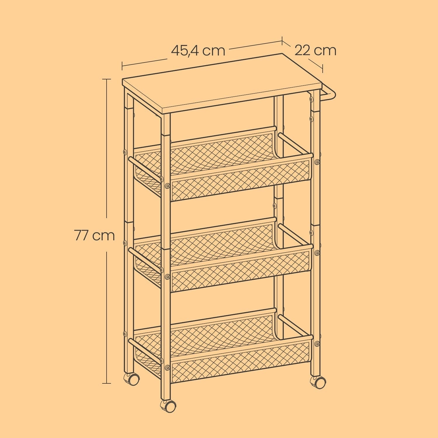 4-Tier Rolling Storage Cart - Steel - Black