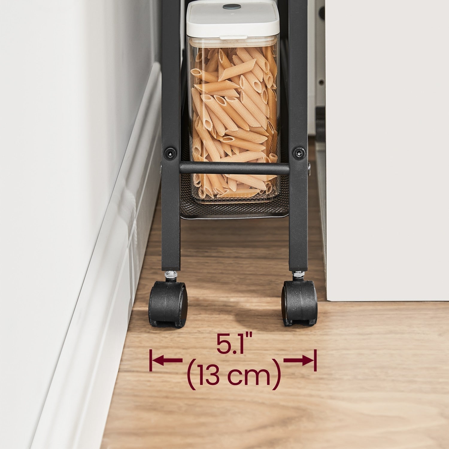 5-Tier Rolling Storage Cart - Metal Frame - Rustic Brown and Black - Slim Design with Handle