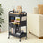 3-Tier Storage Trolley - Metal - Cloud White - Rolling Utility Cart with Table Top and Removable Hanging Cups