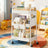Utility Cart - Metal - Cloud White - 3-Tier with Tabletop and Removable Hanging Cups