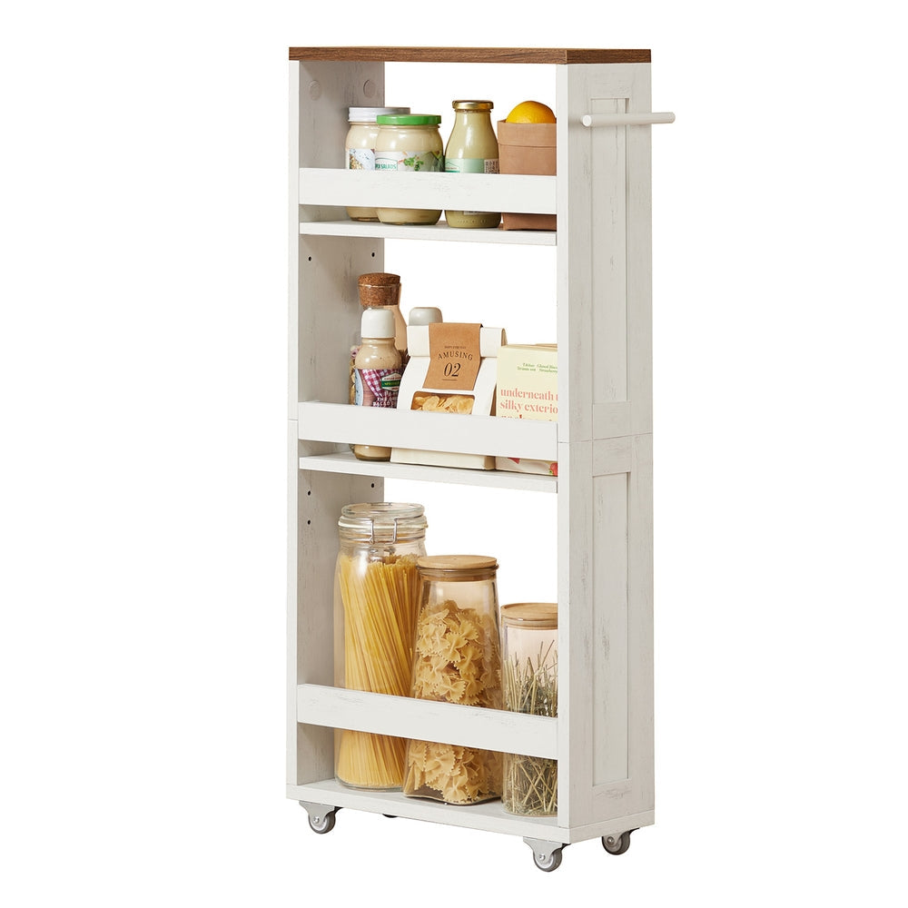 Slim Rolling Cart - 4-Tier - Particleboard - Wheels