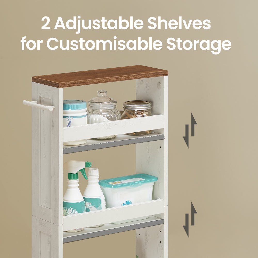 Slim Rolling Cart - 4-Tier - Particleboard - Wheels