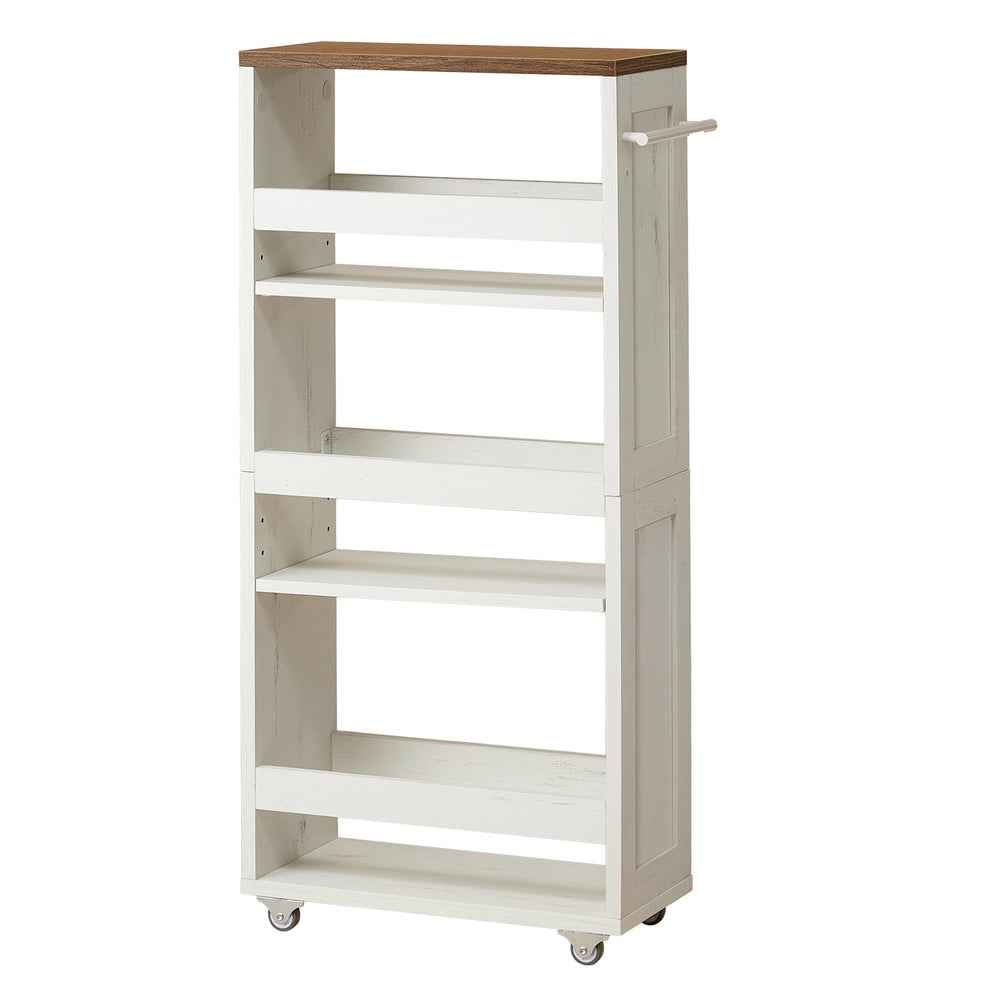 Slim 4-Tier Storage Trolley - Particleboard - Small Space