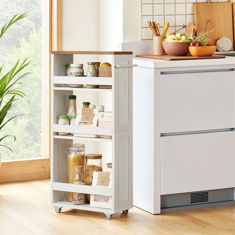Slim 4-Tier Storage Trolley - Particleboard - Small Space