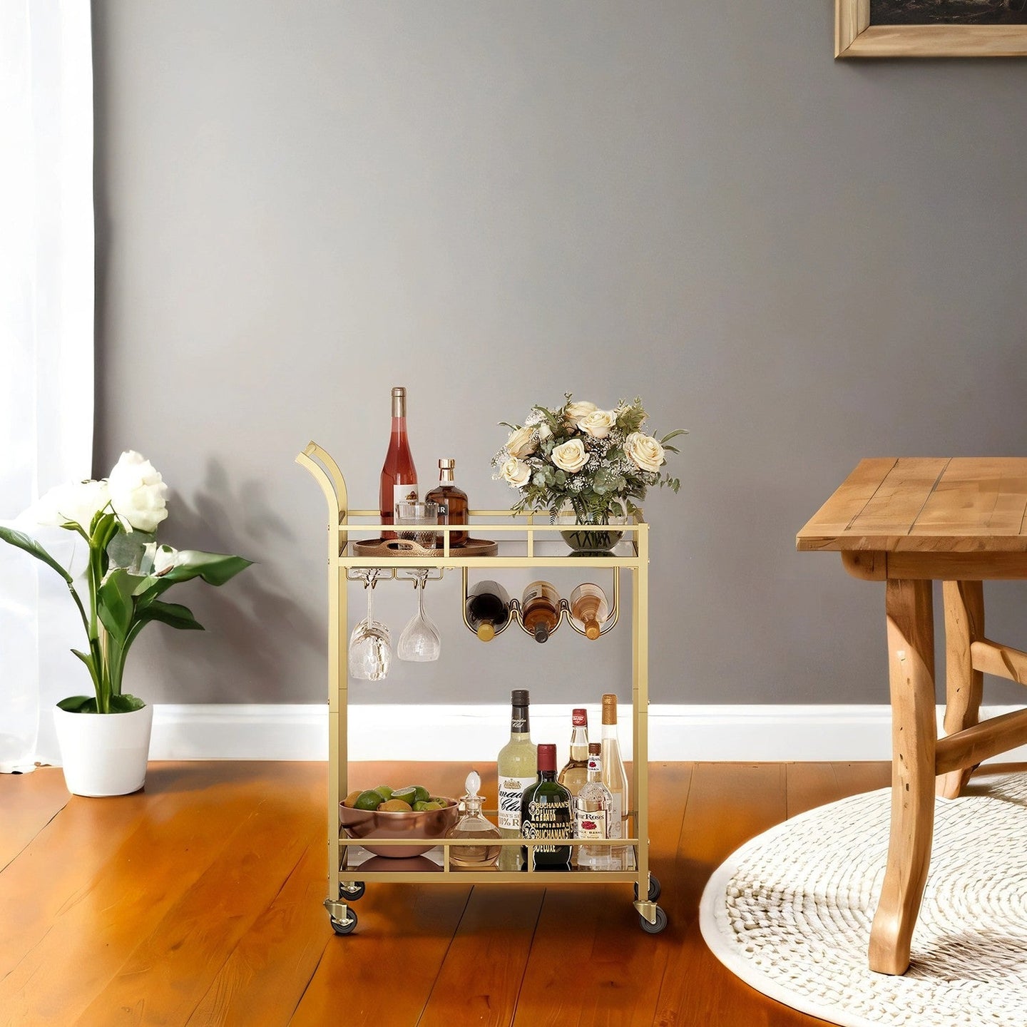 Bar Cart - Metal - Mirrored