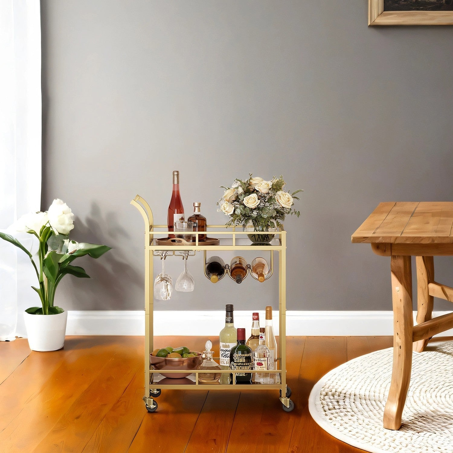 Bar Cart - Metal - Mirrored